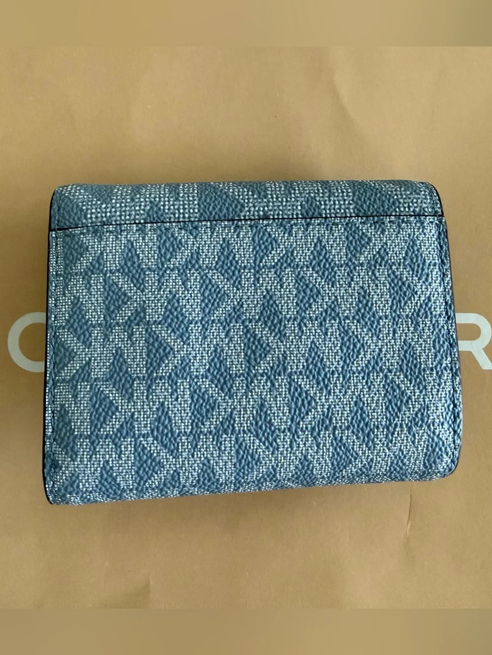 Michael Kors Light Blue Logo-Print Compact Wallet with Gold Hardware - Picture 7 of 10
